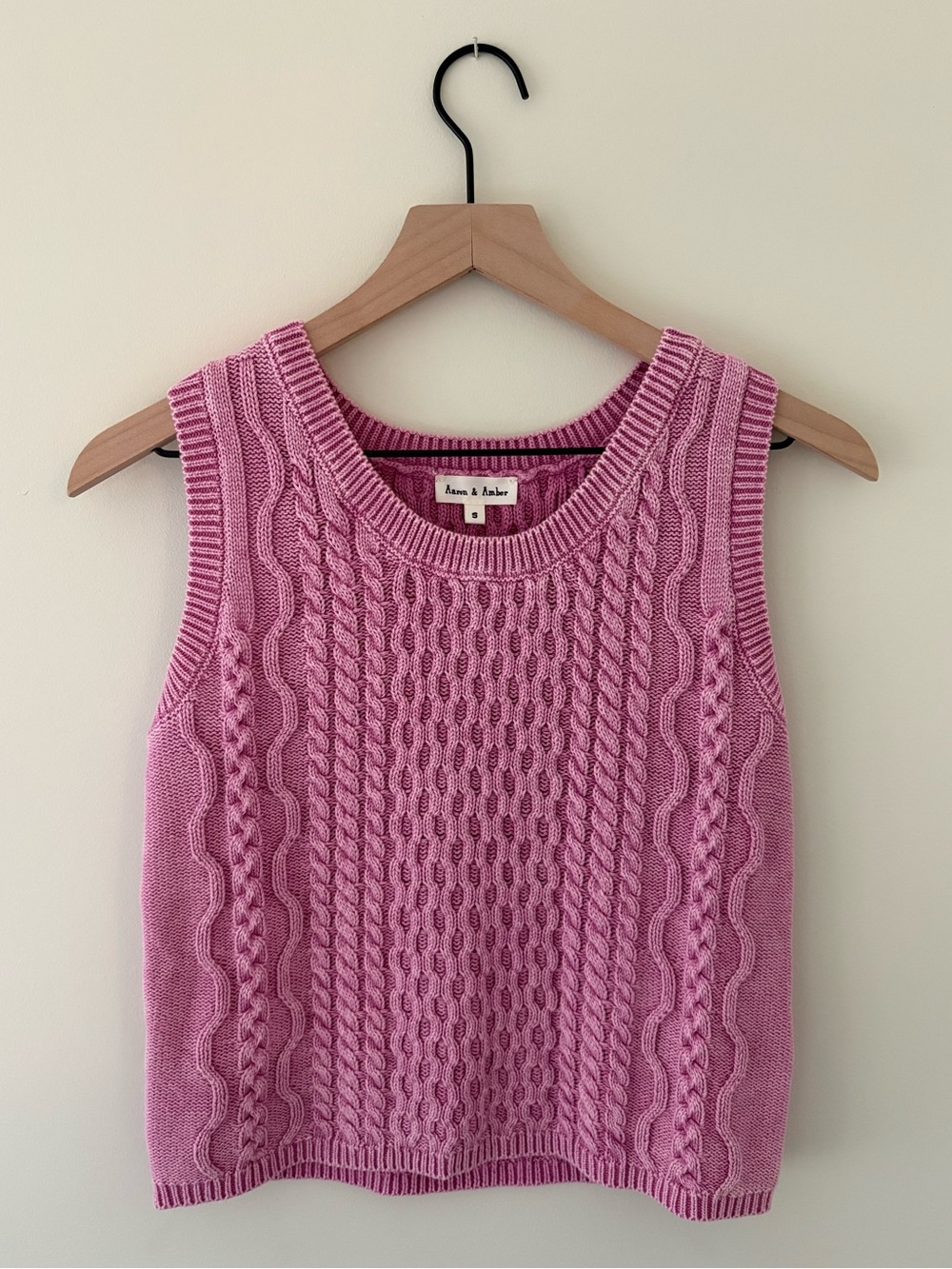 Aaron & Amber Pink Cable Knit Sleeveless Tank
